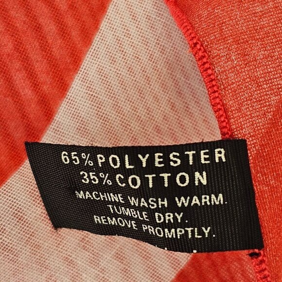 Symphony Scarfs 1960s Sheer Striped Scarf 20x20 Inch Square Red White - Picture 5 of 5